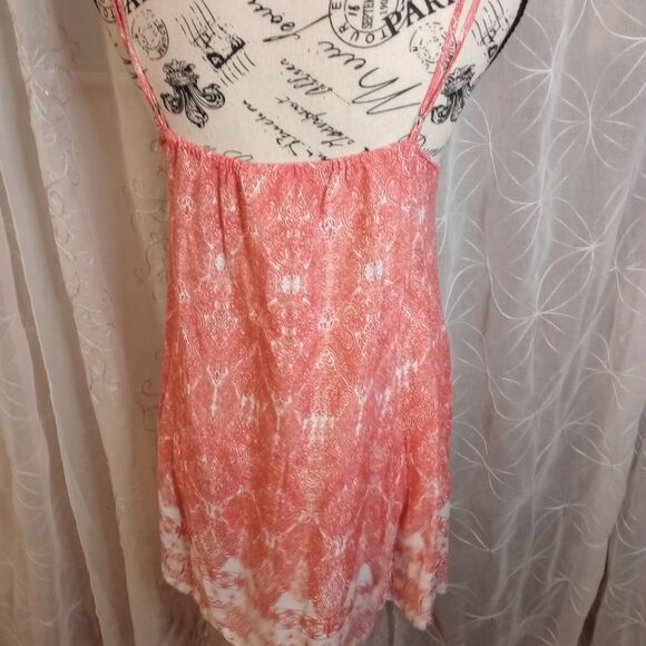 KHALSA Creations orange and white printed tunic tank top sz medium - Picture 9 of 9